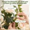 Faux Camellia Plant With Realistic Flowers 176 PEVA Leaves And Black PP Pot Filled With Cement White