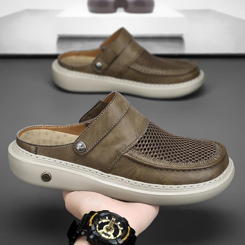 Shoes Handmade mesh breathable shoes Half-drag office bag head Lazy one pedal Heel-free sandals