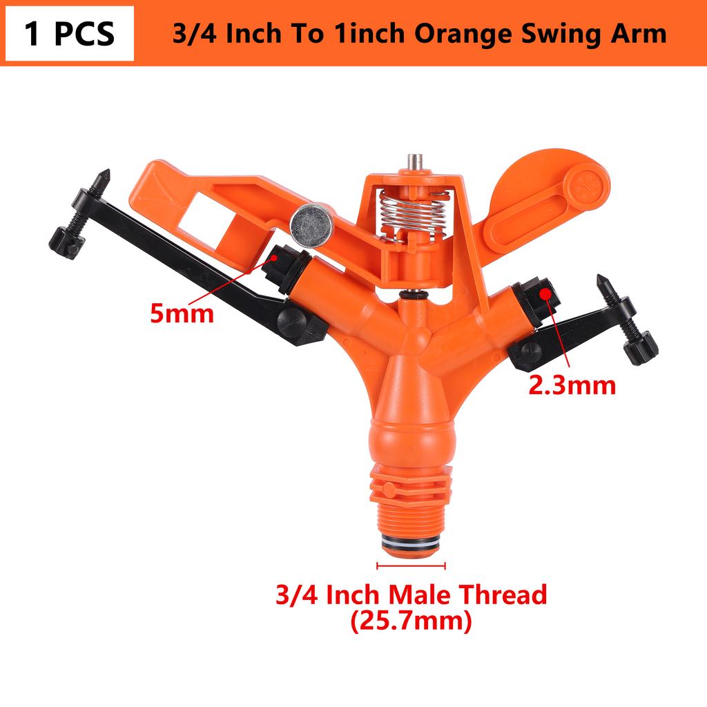 1/2"3/4" 360 Degree Auto Rotating Sprinkler Lawn Impact Sprinkler Adjustable Agricultural Irrigation Rocker Rotating Sprinkler
