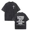 Christian Jesus Faith Over Fear Bible Verse Washed T-shirts Men Women Fashion Vintage Oversized T Shirts Harajuku Cotton T-shirt