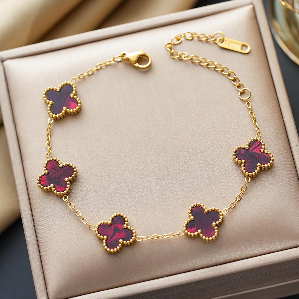 Titanium Steel Colorful Clover Women's Bracelet