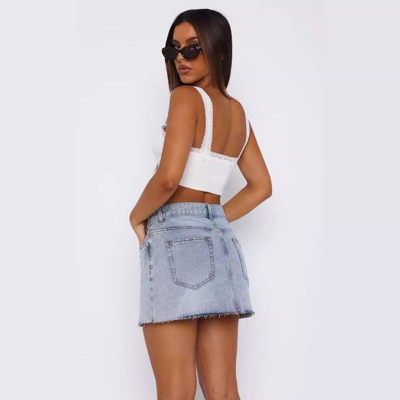 Versatile Punk Women's Clothing Fashion Graceful and Fashionable Sleeveless Strap Short Crop Top Lace Patchwork White Vest