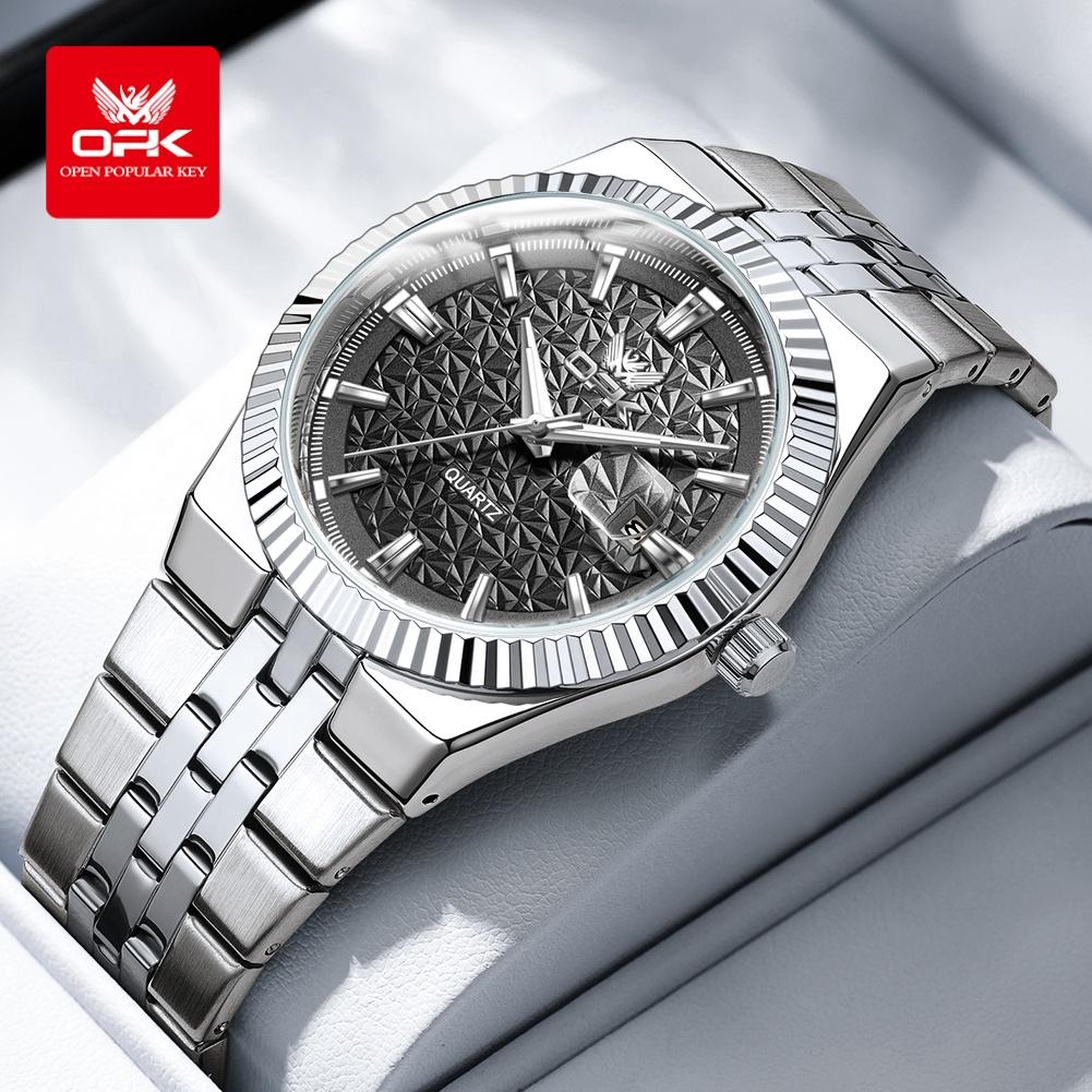OPK 6073 Top Brand Men’s Quartz Wristwatch Stainless Steel Waterproof Auto Date Luxury Gold Watch for Man High Quality
