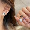 Korean Cartoon Halloween Bunny Earrings Set: Cute Small Sweet Silver Studs for Women