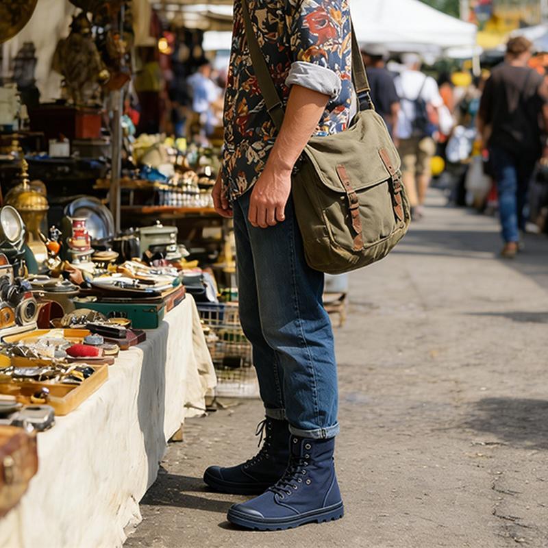 Jaro Podzim Pánské Vysoké Boty Látkové Boty Plochá Podrážka Protiskluzové Cool Mladý Muž Street Style Obuv Černá Modrá Velká Velikost 45