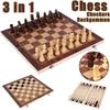 Neuestes 3-in-1 Holz Dame Backgammon Schachspiel, Brettspiel Party Reise Spiele mit tragbarem faltbarem Schachbrett für Kinder