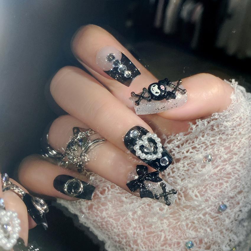 Handmade manicure wearing nail patch fake nail sticker cartoon dark cute fake nail finished nail patch U43