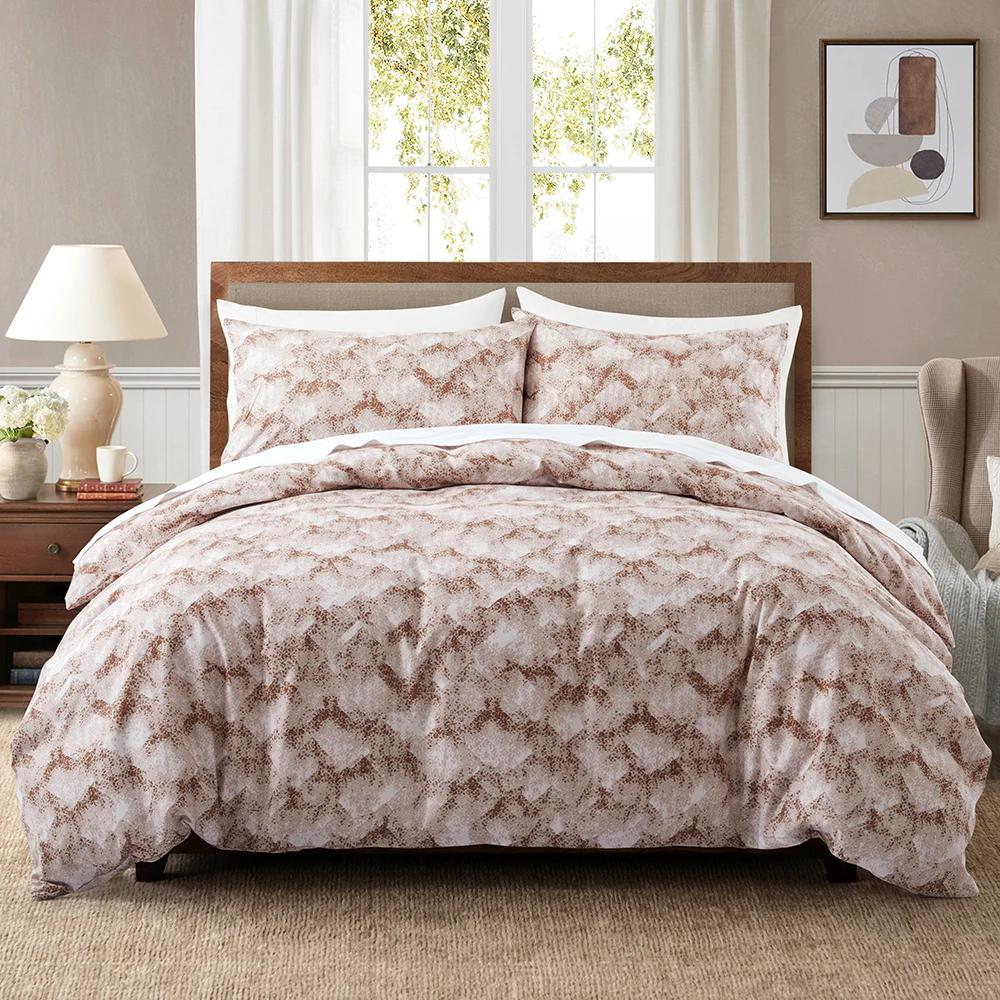 Girly Galaxy Duvet Cover,Reversible Dreamy Pink Grey Gradient Comforter Cover,Watercolor Starry Sky Glittering Stars Bedding Set