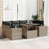 7 Piece Garden Sofa Set with Cushions Gray Poly Rattan