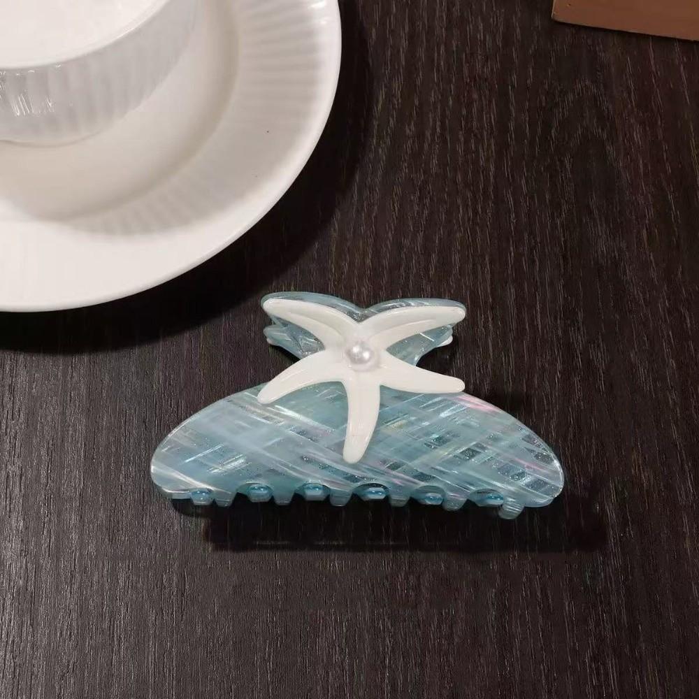 Colorful Starfish Hair Grab Large Acrylic Shark Clip Cute Pearl Hair Claw Back Head