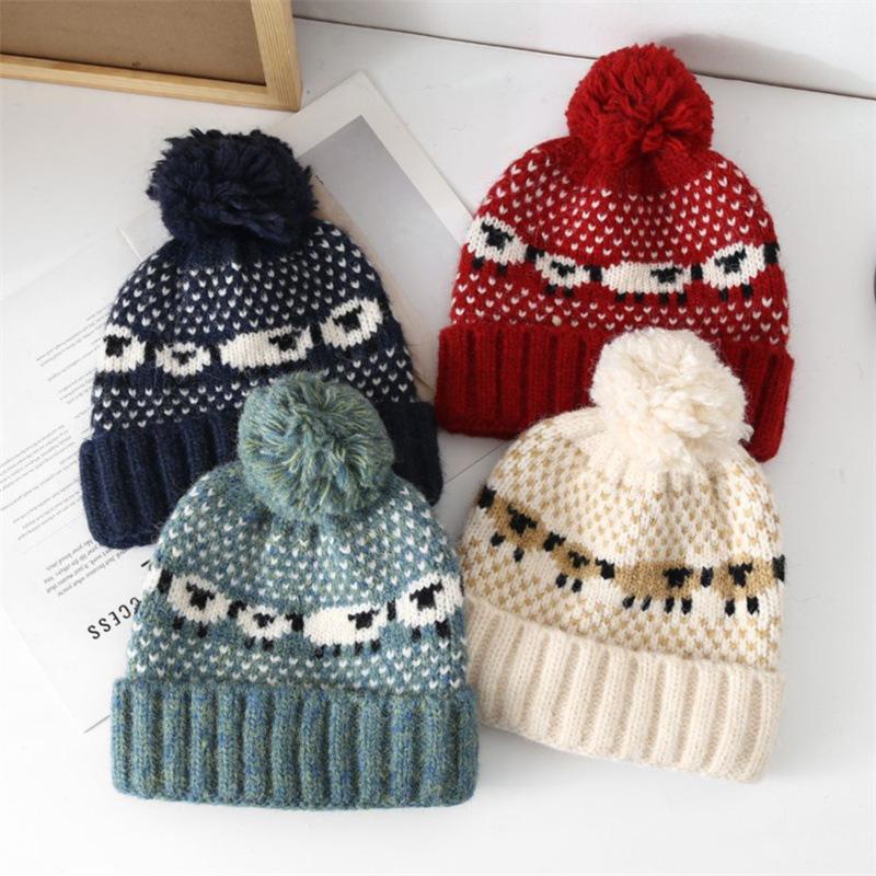 Fair Island Red Hat Women's Autumn and Winter Cute Wool Hat Showing a Small Face Warm Knitted Hat Ear Protector Cold Hat