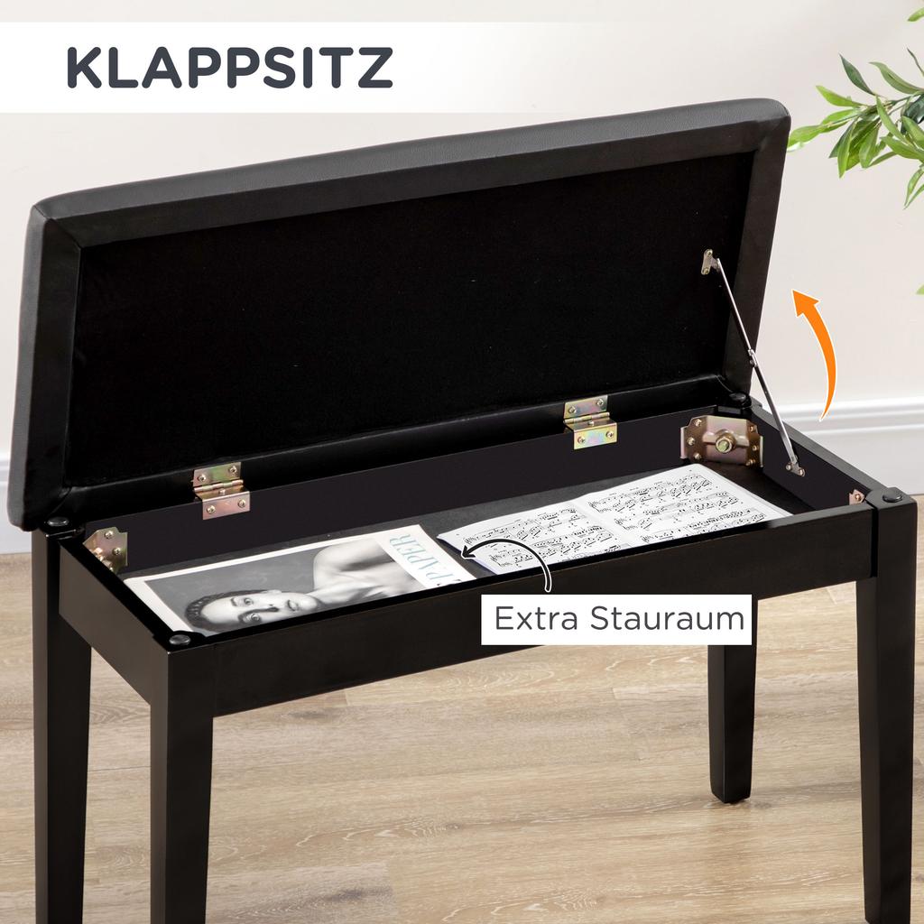 Piano Bench, Piano Bench for 1 Person, Padded, Wooden Legs, Black