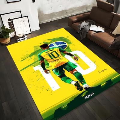 Yellow Green Brazil Neymar Inspired Soccer Carpet for Living Room Suitable for Use As an Anti-slip for Living Room Bedroom Sofas