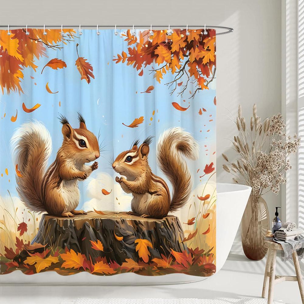 Rustic Farms Pumpkin Shower Curtain Thanksgiving Autumn Sunflower Polyester Fabric Shower Curtain Bathroom Decorative with Hooks