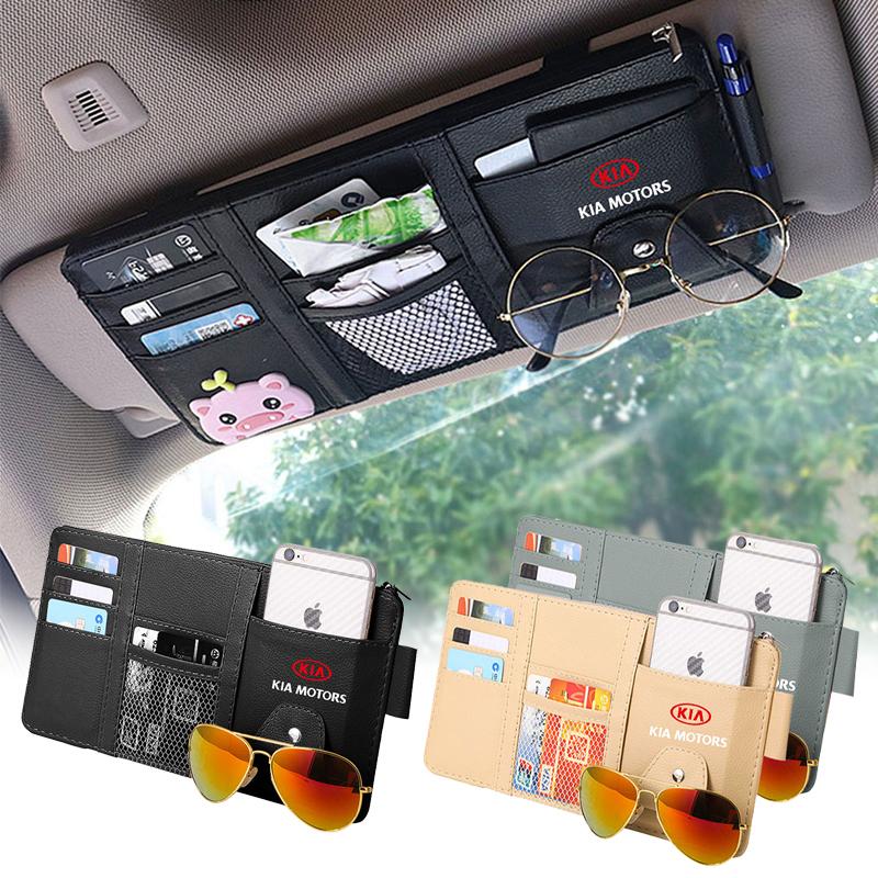Car Sun Visor Organizer Glasses Clip Pocket Card Storage For KIA Sportage Ceed Sorento Cerato Optima Picanto Rio Soul k5 StonicYJ1
