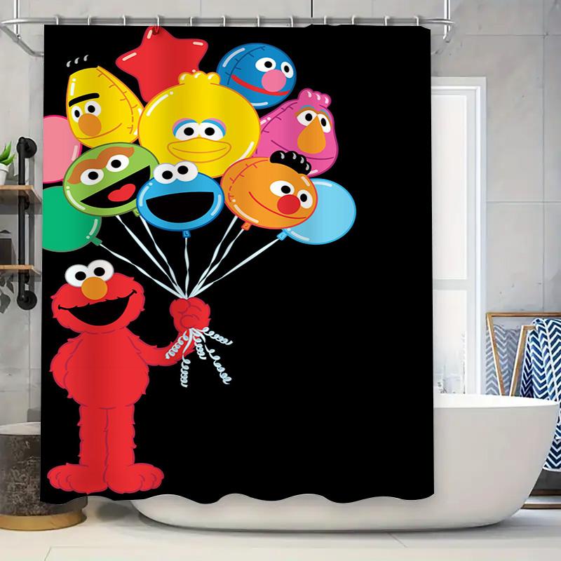 

Colorful Balloon Friends Shower Curtain with Elmo Bathroom Decoration for Kids Room Waterproof Fabric Free Shipping 90x180cm