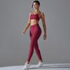 New Seamless Knitted Solid Color Sexy Back Tight Fashion Back V-waist Yoga Suit Running Fitness Set