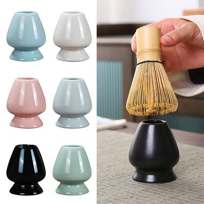 High Quality Ceramic Matcha Holder Smooth Solid Color Tea Drinking Utensils Bamboo Matcha Chasen Holder for Tea Set Accessories