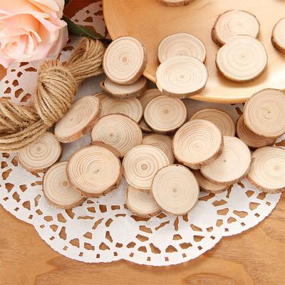 30Pcs Natural Wood Slices Unfinished Wooden Slices Round Rustic Wood Pieces Craft Wood Circle Kit Party Decoration for DIY