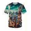 Novelty Beach Cat Beer Pattern Print T-shirt 3D Men Women Trend Personality Tops Oversized Short sleeve Crew Neck Streetwear Tee