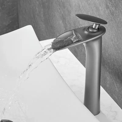 Tuqiu Bathroom Faucet Gun Grey Basin Faucet Hot and Cold Sink Faucet Brass Faucet Waterfall Faucet Sink Water Crane