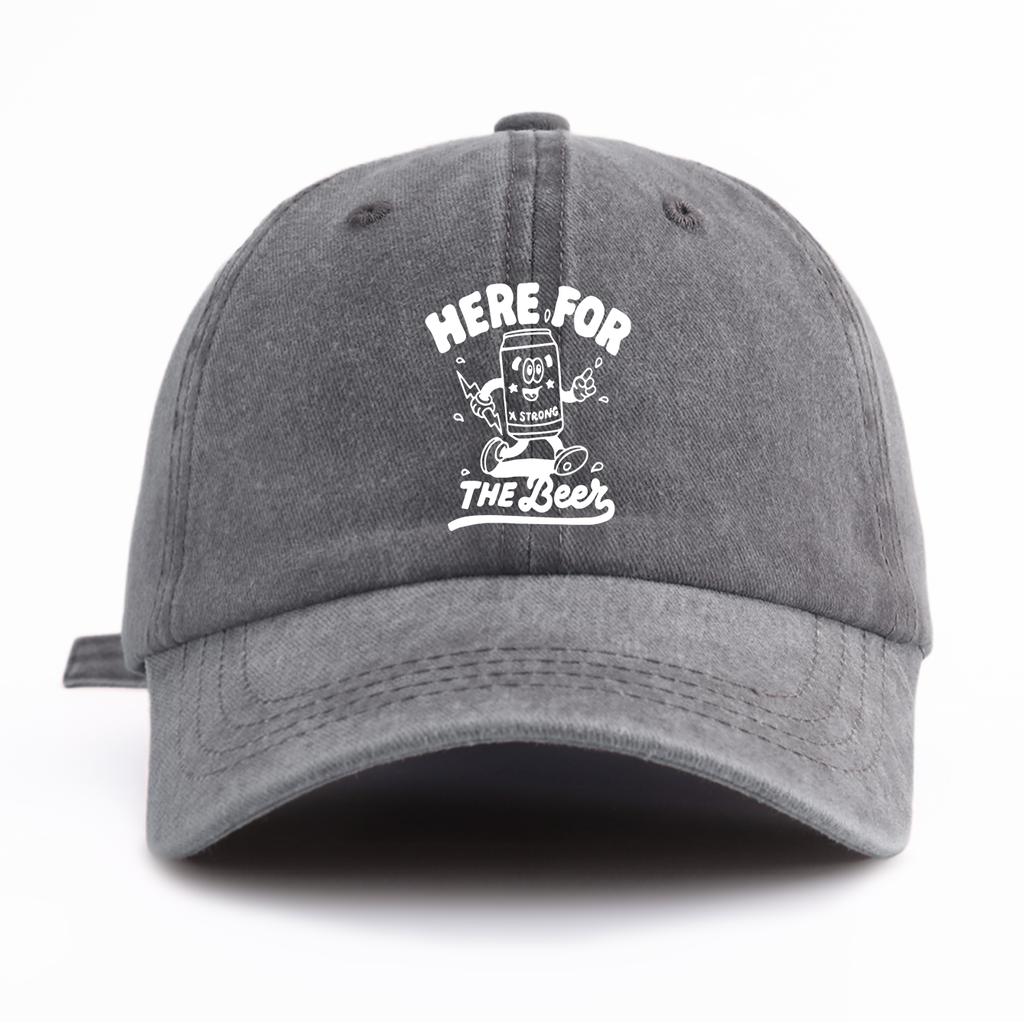 1pc THE BEER Print Washed Baseball Cap for Adults,Minimalist Retro Style Casual Soft Adjustable Dad Hat,Perfect As Gift