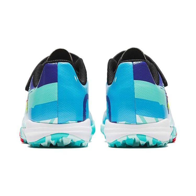 Anta Kids Round Toe Velcro Shock Absorbing Wear Resistant Low Top Soccer Shoes Kids Soccer Shoes Green Blue Black 312342201-1