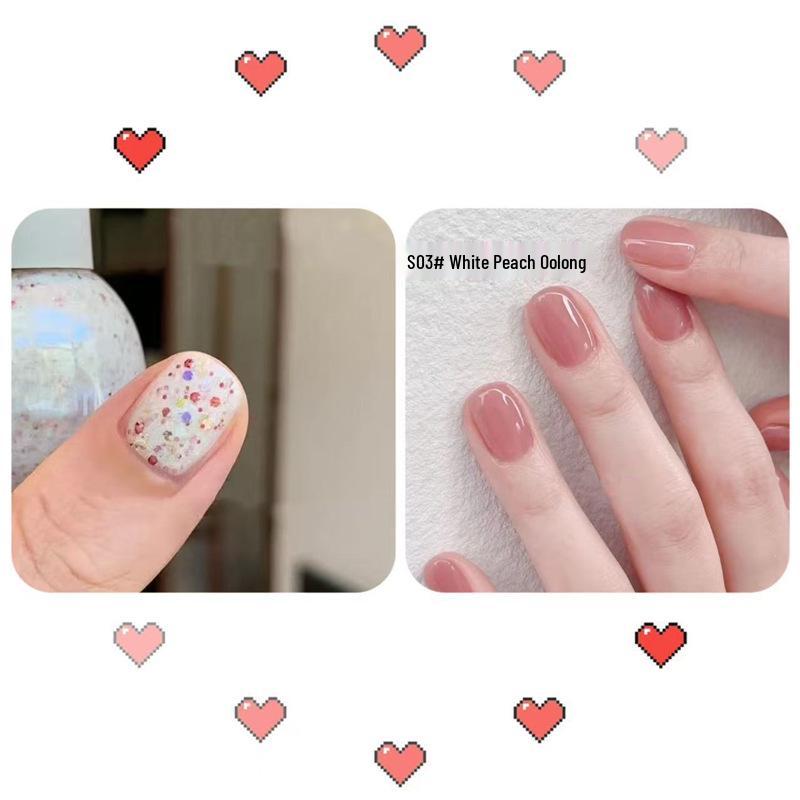 Peelable Odorless Water-based Nail Polish - Quick-drying, No-bake, Ice-clear Solid Nude Color for Students