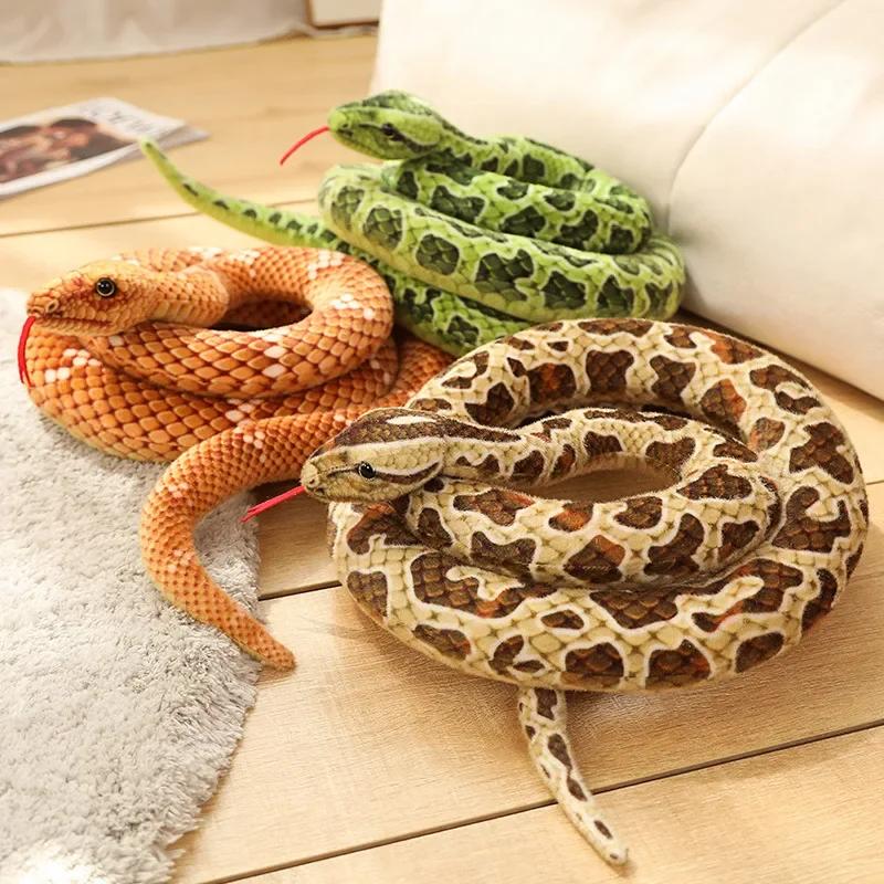 1 pezzo 200 cm Giocattolo Peluche Serpenti Giganti Simulazione Serpente Pitone Dorato Lungo Peluche Serpente Cuscino Regalo per Bambini Ragazzi Decorazione Casa