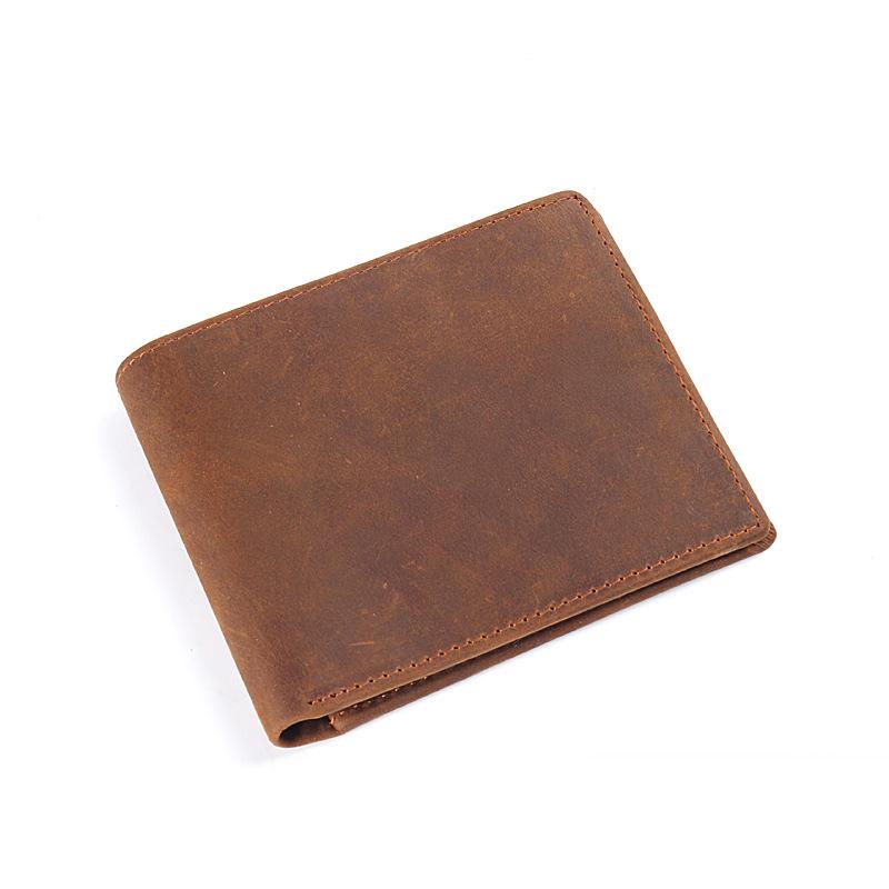 First Layer Cowhide Crazy Horse Leather Men's and Women's Wallet Horizontal, 30% Off Business Short, Genuine Leather Wallet