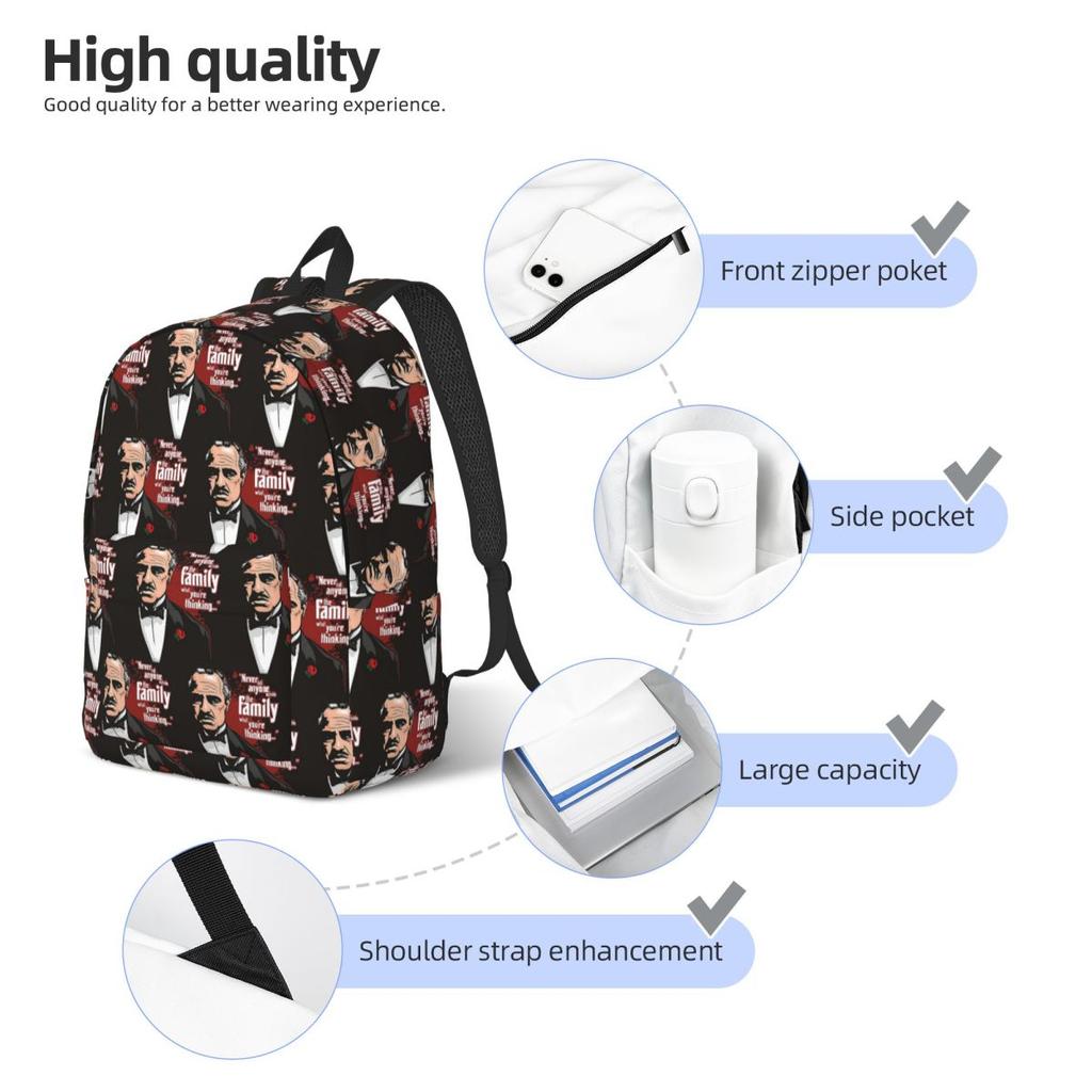 The Godfath Backpack Hot Sale Daypack Large Capacity Boys Girls BookBag School Bag Shoulder Bags for Men Women