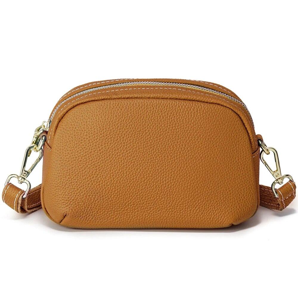 Zency Vintage Cowhide Leather Women Shoulder Bag Messenger Casual Small Leather Handbags Crossbody Pockets Simple Fashion Purses