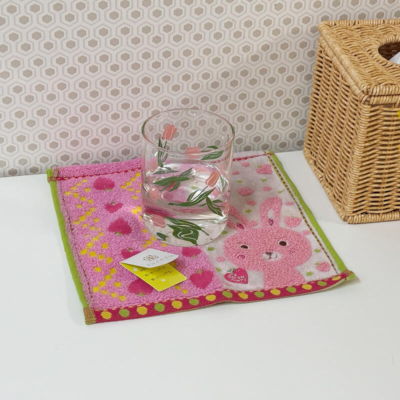 Fureru Pink Rabbit and Strawberry Pattern Mini Towel