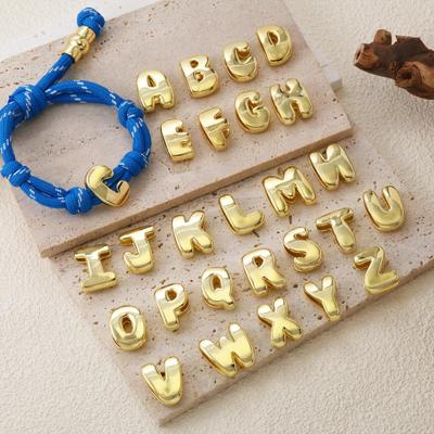 [HF][HS]1PC Initial Alphabet Letter Spacer Beads For Bracelet Big Hole Star Heart Charm Pendant Gold Color DIY Making Copper