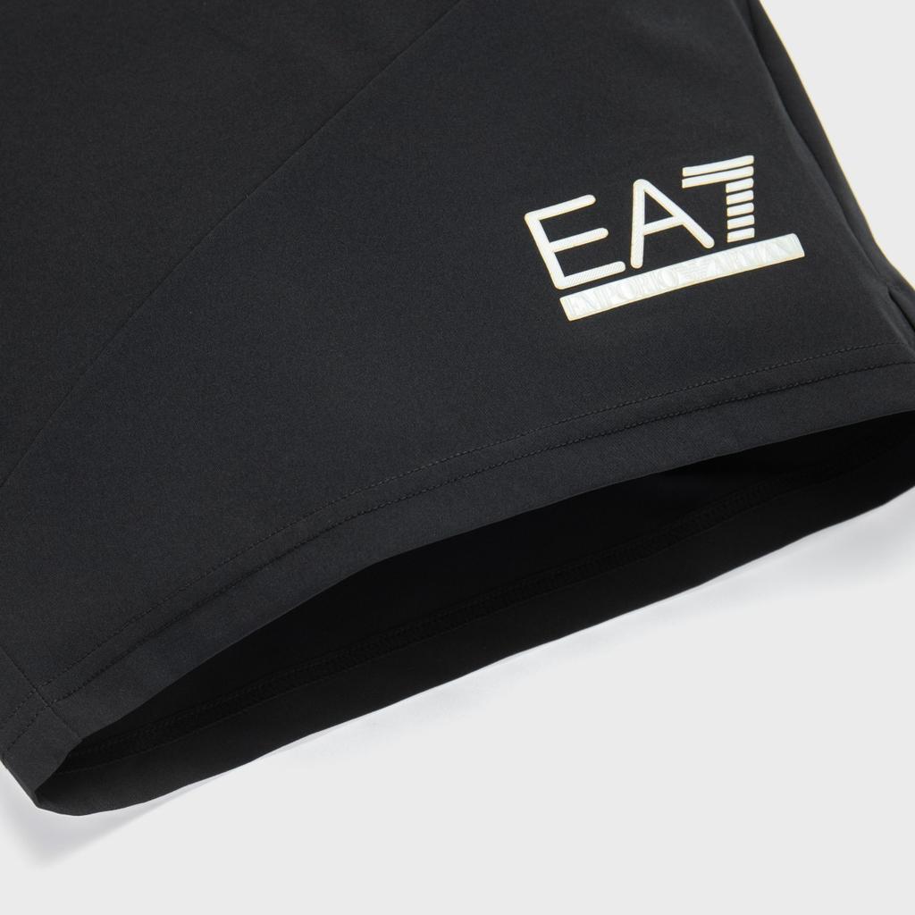 Emporio Armani EA7 SS24 Logo Letter Print Drawstring Straight Leg Casual Shorts Men Shorts Black 3DPS08-PNBXZ-1200