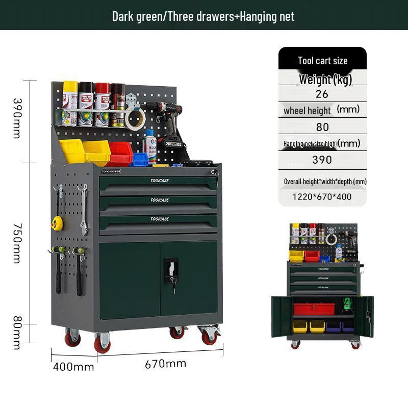 Mobile Multifunctional Tool Cart: Compact Iron Cabinet for Workshop and Auto Repair