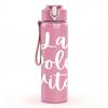 1PC La Dolce Vita Soft Text Pattern 750ml Color Plastic Sports Water Bottle Leakproof Flip Straw Lid Suitable for Sports Office Home Use