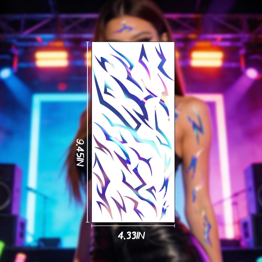 1Pack 2Sheets Temporary Tattoos for Women Men Face Body Art Blacklight Party Cosplay Body Stickers for Performance