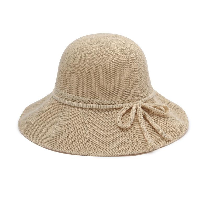 

Women’s Breathable Knit Crochet Sun Hat Lightweight Hollow Out Bucket Hat with Bow Knot Detail Wide Brim UV Protection Summer Beach Hat one size бежевый