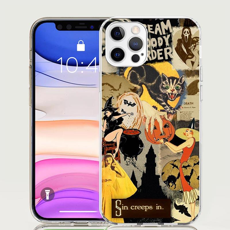 Halloween Fall Art Witch Cat Phone Case For iPhone 17 Air 16 15 Plus 11 14 Pro Max 13 Mini 12 7 8 + SE Pattern Art Customized Co