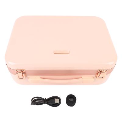 Travel Makeup Train Case with LED Lights Mirror 3 Brightness Adjustable Portable Cosmetics Storage Organizer 15in Pink