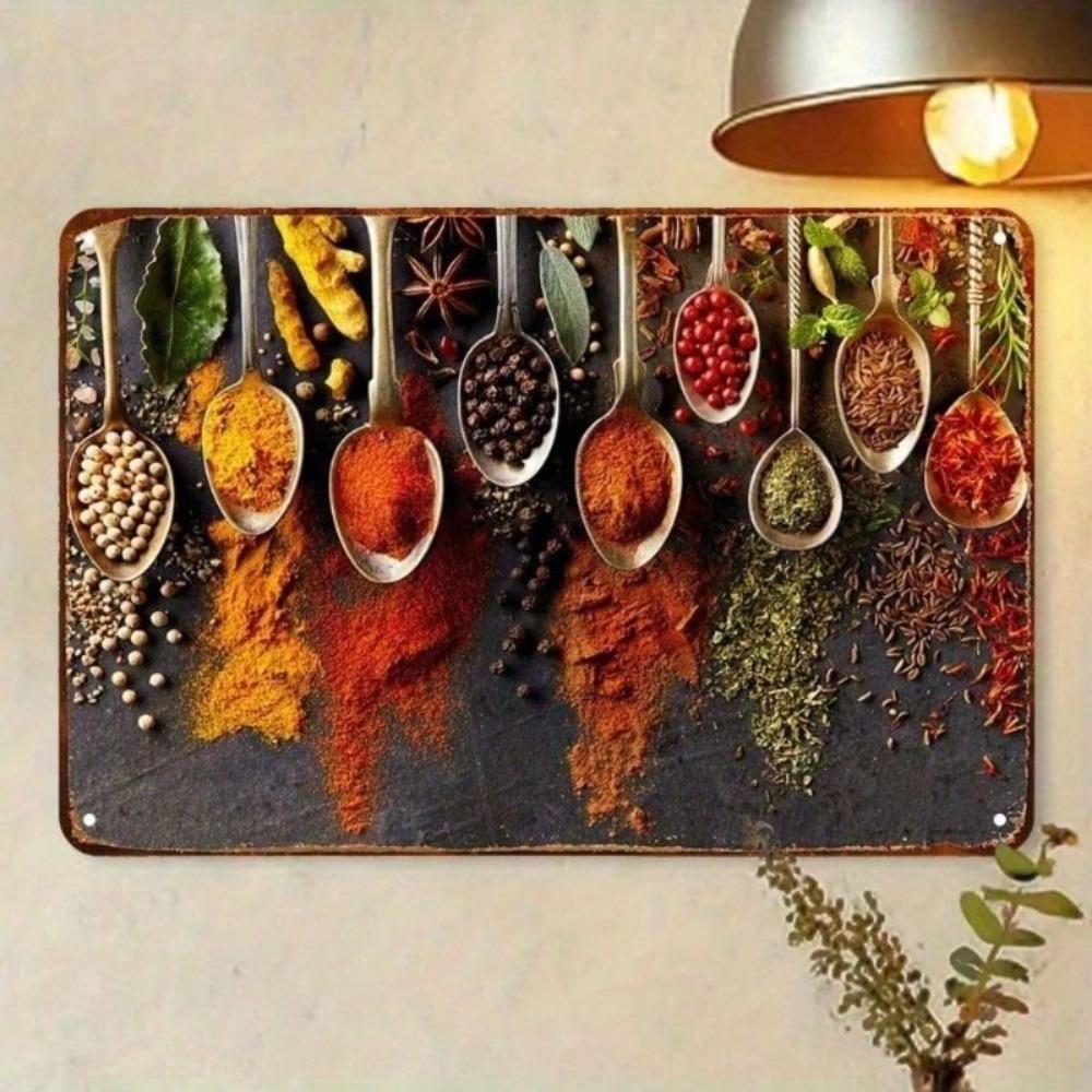 Vintage Metal Spice Tin Sign 20x30cm Wall Decor for Kitchen Cafe Bakery