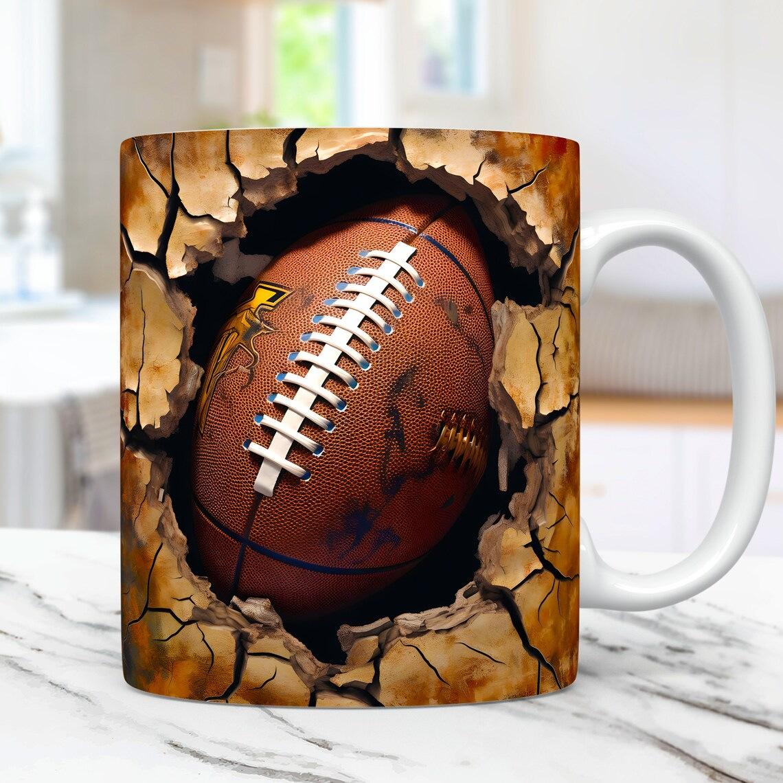 

3D Rugby American Football Ceramic Coffee Mug Water Cup Sports 301-400ml