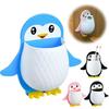 Cute Cartoon Penguin Wall Mounted Storage Rack with Bottom Hooks for Bathroom Kitchen Organization Storage Rack