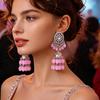 Bohemian Ethnic Style Diamond-embellished Bell Tassel Earrings, Exaggerated European and American Retro, Unique and High-end Earrings