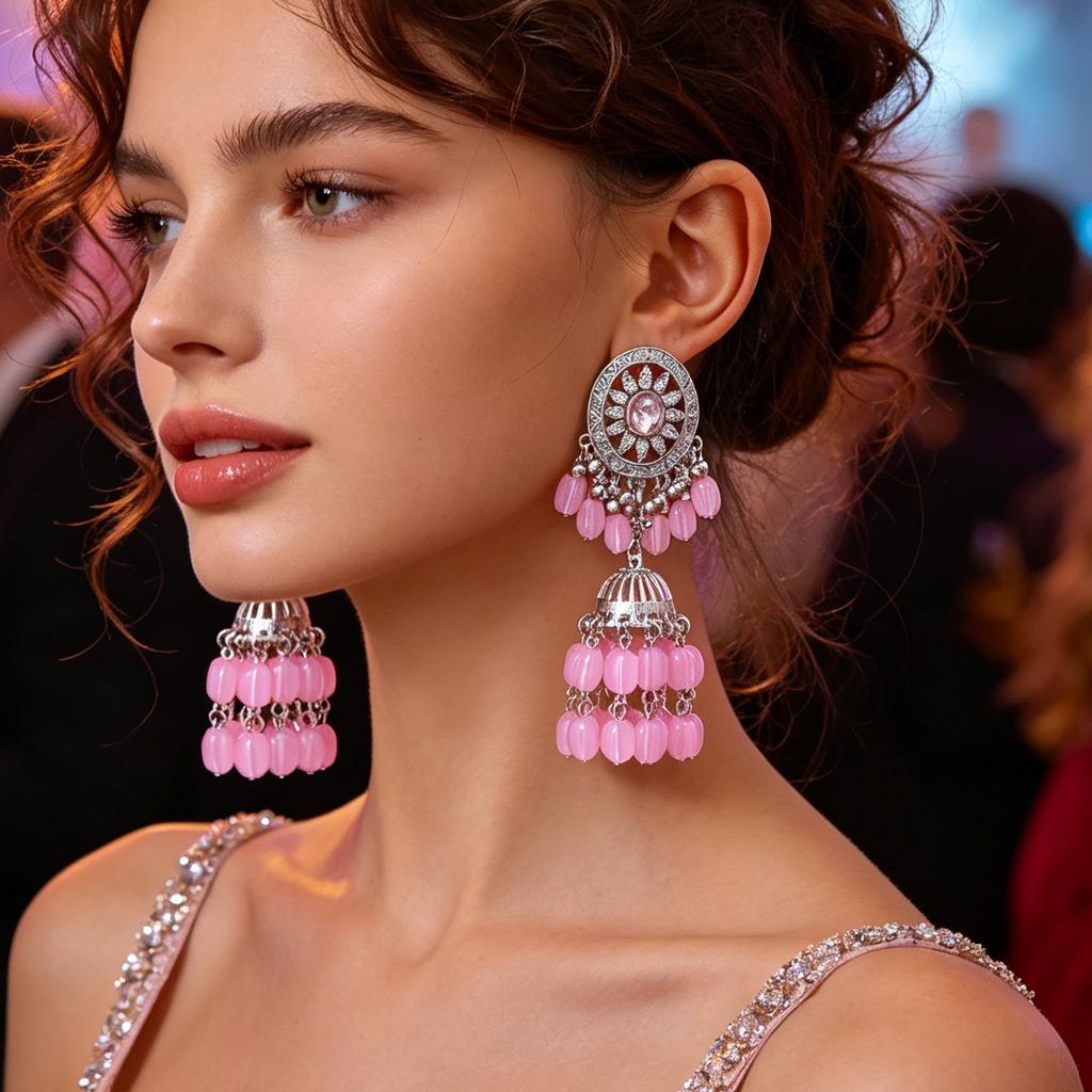 Bohemian Ethnic Style Diamond-embellished Bell Tassel Earrings, Exaggerated European and American Retro, Unique and High-end Earrings