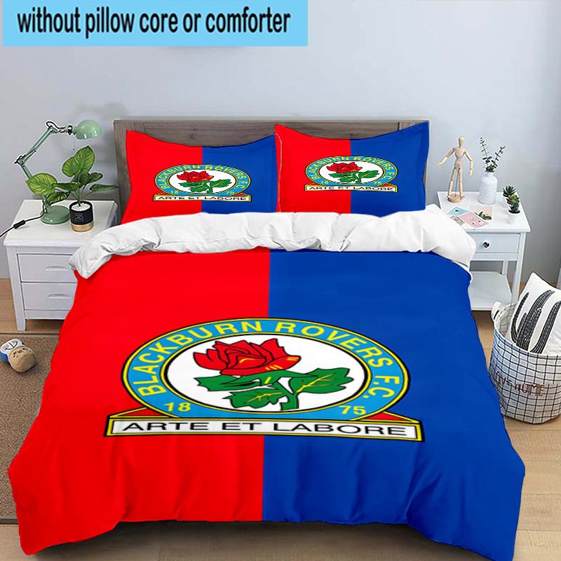 3pcs Blackburn Rovers Crest Football Club Bedding Set Duvet Cover Closure Includes 1 Duvet Cover & 2 Pillowcases Bedding Sets Home Decor Gifts