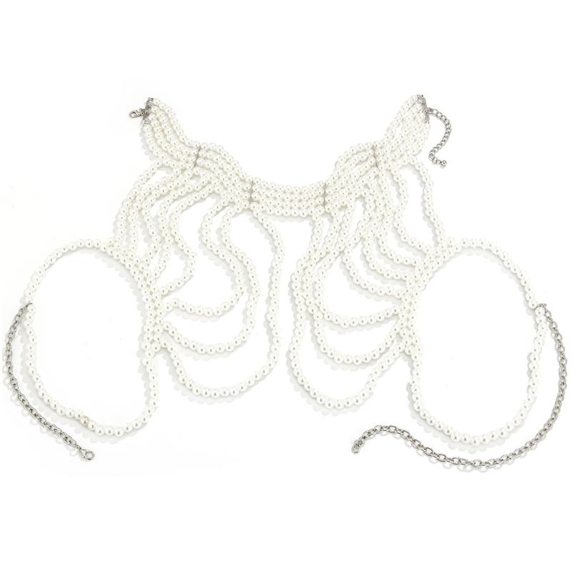 Handgefertigte Perlen Halskette Luxuriöser Halsreif Vintage Quasten Kragen Schmuck Elegante Perlen Schulterkette Handbestickt