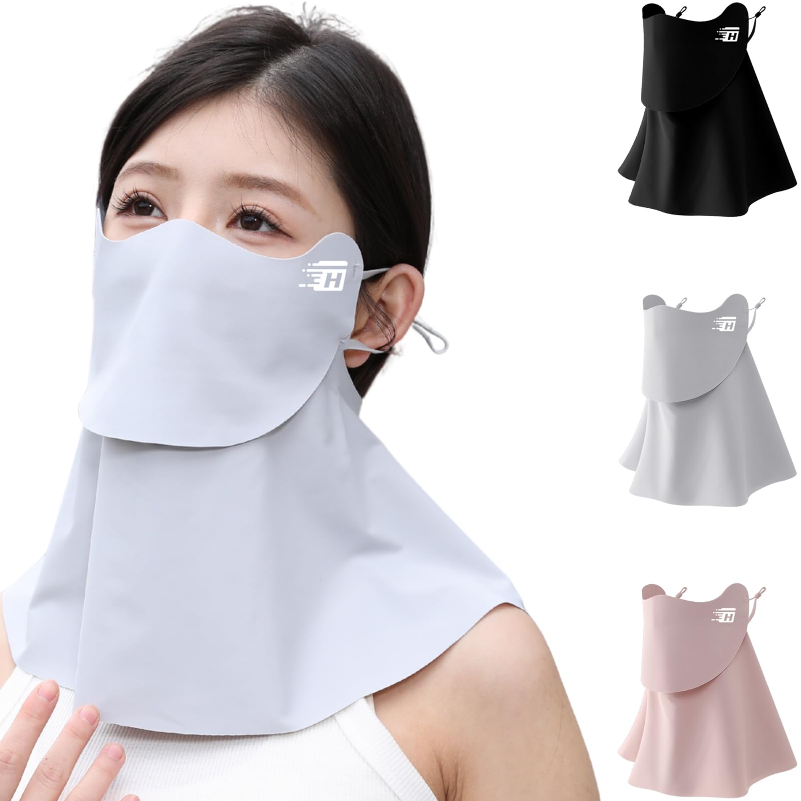 

Hirashinn Summer Patented Opening Design Long Chin Sun Protection Face UV Cooling to the Adjustable Ear Comfortable Face Guard for and Farm Unisex серый