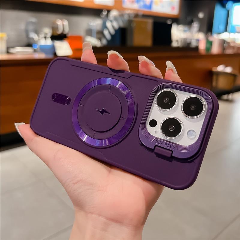 Applicable iPhone17 mobile phone case matte Apple 15 lens holder magnetic protective case 16 pro premium sense
